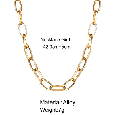 Simple Link Chain Necklace for Women Short Collar Jewelry New Fashion Chokers Necklaces Metal Accessories