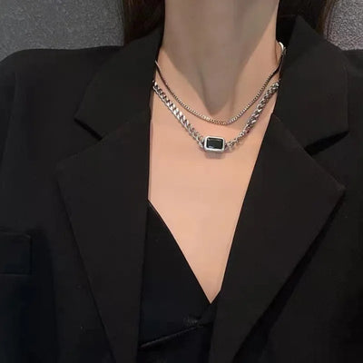 Layered Chain Necklace Neck Chains Lock Pendant Jewelry For Women Punk Choker Padlock Goth Jewelry Grunge Aesthetic Accessories