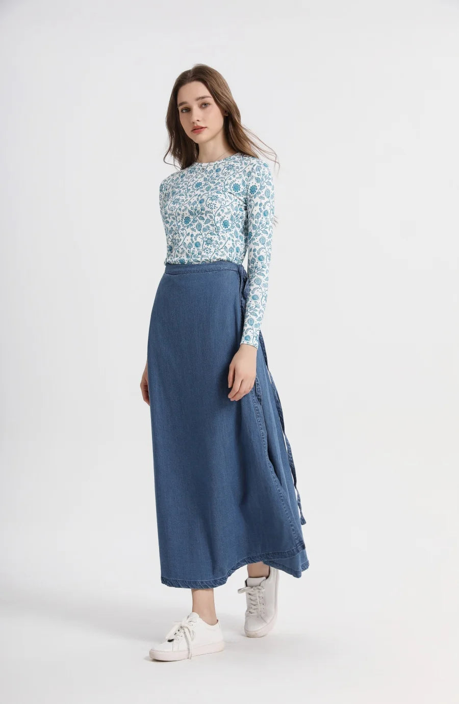 AS 2025 woman fitted-closed design print ribbing basic tops high stretch fabric