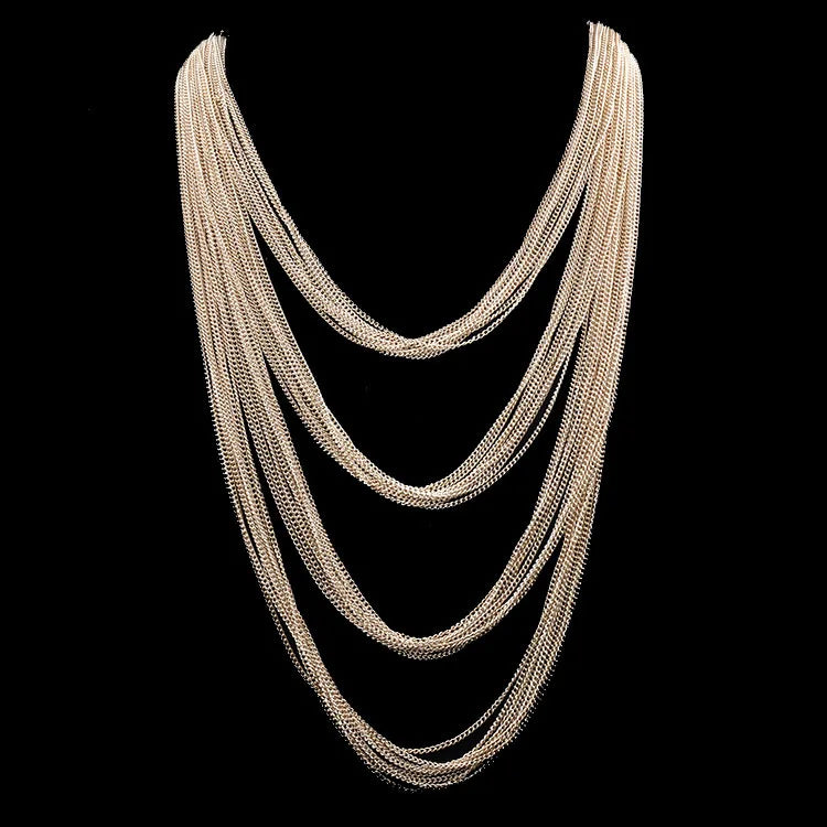 Sweater Chain Necklace New Fashion Women Multi-layer Beaded Vintage Long Necklaces & Pendants Jewelry Accessories
