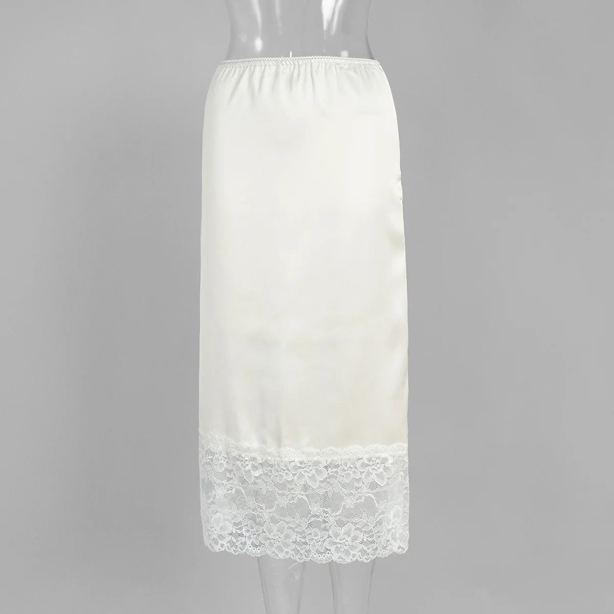Woman Clothes 2025 Autumn Lace Patchwork Skirts Streetwear Y2K Female Mid-calf Satin Skirt Elegant Female Vacation Party Dress