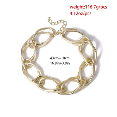 on The Neck Trendy Long Chain Necklace Geometry Thick Link Chain Basic Choker Minimalist Exaggerated Fashion Jewelry Women Men