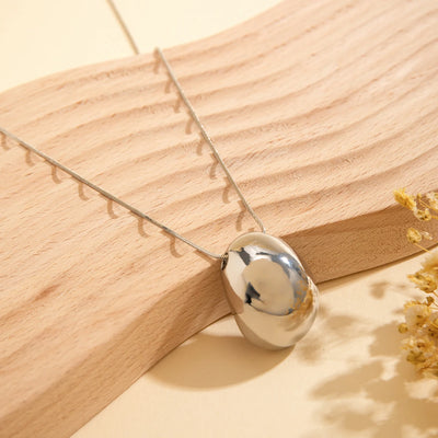 Long Chain with Surface Elliptical Ball Pendant Necklace for Women Elegant Ladies Sweater Chain Accessories Fashion Jewelry Gift