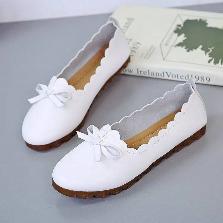 Shoes For Women Luxury Leather Casual Round Toe Moccasins With Bow Woman Flats Novelties And Low Price Elegant Fashionable A
