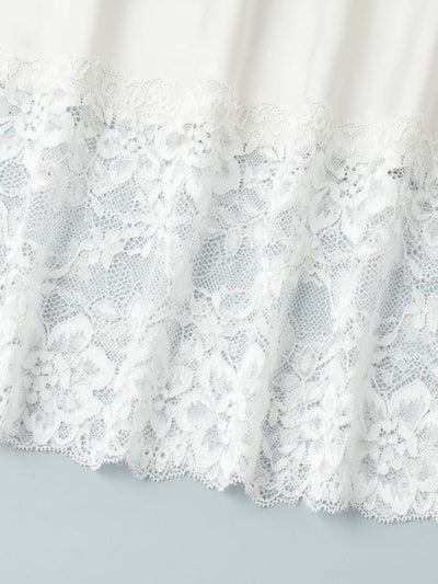 Woman Clothes 2025 Autumn Lace Patchwork Skirts Streetwear Y2K Female Mid-calf Satin Skirt Elegant Female Vacation Party Dress