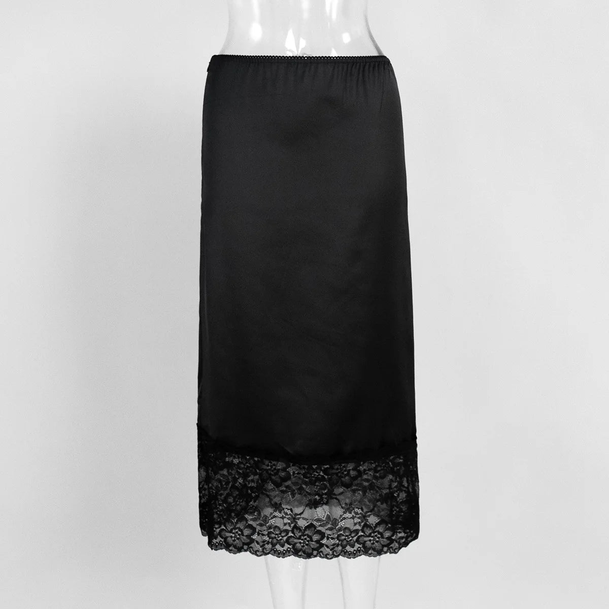 Woman Clothes 2025 Autumn Lace Patchwork Skirts Streetwear Y2K Female Mid-calf Satin Skirt Elegant Female Vacation Party Dress